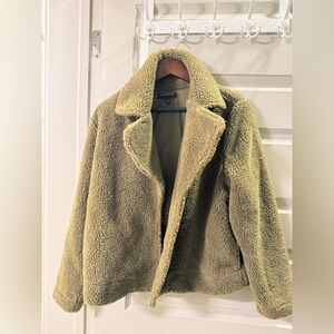 Cozy Olive Green Sherpa Jacket Banana Republic